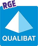 logo rge qualibat avec fond bleu